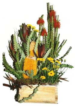 FRESH WILDFLOWERS IN WOODEN BOX ARRANGEMENT