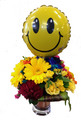 Bright Arrangment with smiley face stick balloon