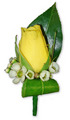 Yellow Rose Buttonhole with Geraldton Wax
