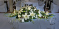 White Oriental Lilly, Orchid and Rose long and low