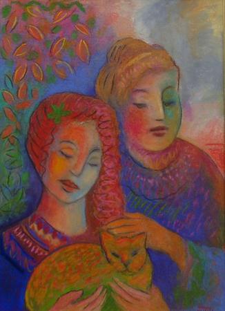 Two Friends With A Cat
