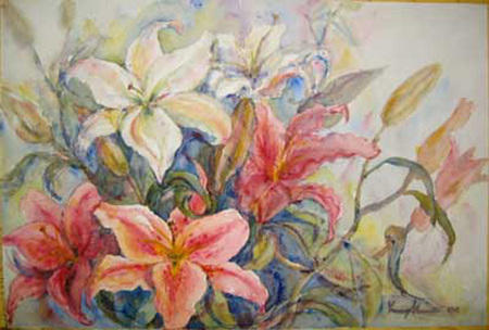 Red and White Lilies
