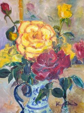 Blue Jug and Roses