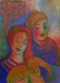 Two Friends With A Cat