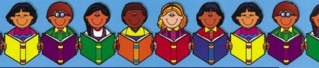 Multi Kids With Books Large Border