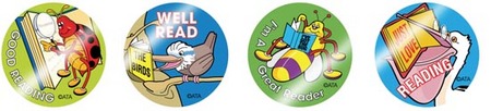 Bugs and Birds Reading Metallic Stickers