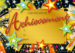 Achievement (100) CARD Certificates. NEW