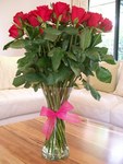 12 Long stemmed Roses in a Vase ~ Delivered