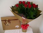 12 Premium Roses and Ferrero Rocher ~ Delivered