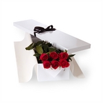 Half Dozen Boxed Red Roses