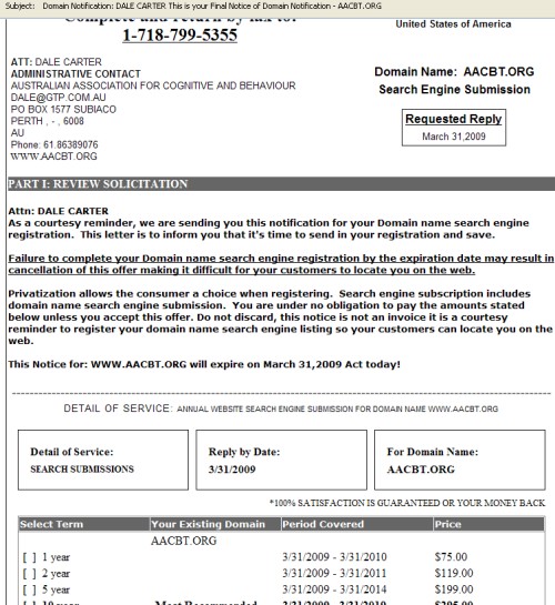Domain Name Registration Scams