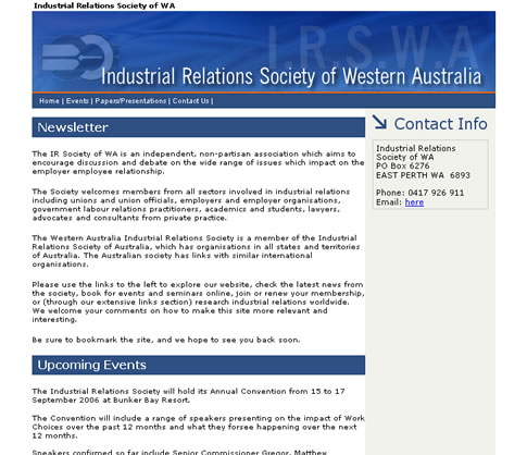 Industrial Relations Society of WA Newsletter
