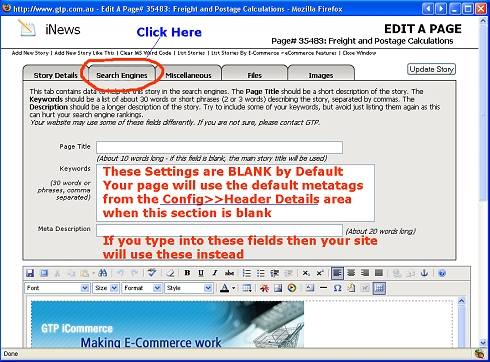 Search Engine Optimisation in iNews