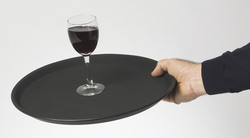 Round Anti-Slip Tray Black - Small - 280mm