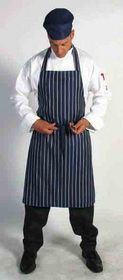 'DNC' P/V Pinstripe Full Bib Apron - No Pocket