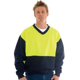 'DNC' HiVis Two Tone Fleecy Sweat Shirt (Sloppy Joe) V-Neck