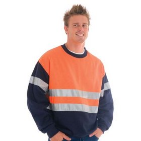 'DNC' HiVis Two Tone Fleecy Sweat Shirt (Sloppy Joe) Crew Neck with 3M Reflective Tape