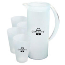 FROSTED JUG SET  <BR>WH - White, BL - Blue
