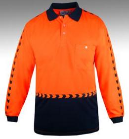 Long Sleeve Hi-Vis Cotton Backed Polyester Safety Polo with Arrow Tape