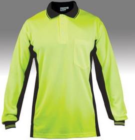 Long Sleeve Hi-Vis Cool and Dry Safety Polo with Side panel