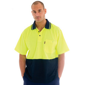 'DNC' Cotton Back HiVis Two Tone Short Sleeve Polo