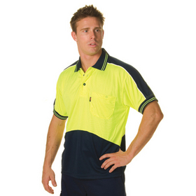 'DNC' HiVis Micromesh Short Sleeve Panel Polo Shirt