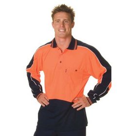 'DNC' HiVis Micromesh Long Sleeve Panel Polo Shirt