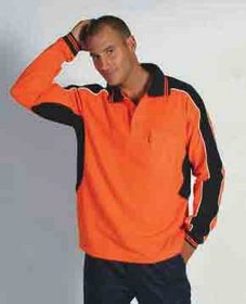 'DNC' Poly Cotton Long Sleeve Contrast Polo