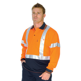 'DNC' HiVis D/N Cool Breathe Long Sleeve Polo Shirt with Cross Back R-Generic Tape