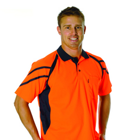'DNC' HiVis Cool Breathe Short Sleeve Stripe Panel Polo Shirt