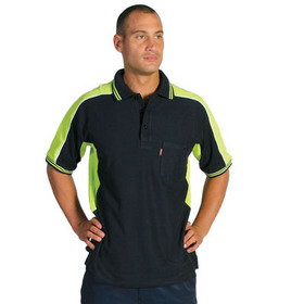 'DNC' Polyester Cotton Panel Short Sleeve Polo Shirt