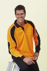 'JB' Hi Vis Long Sleeve Arm Panel Polo