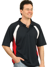 'Winning Spirit' Mens Tri Sport Tri Colour Contrast Polo