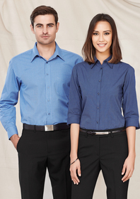'Biz Collection' Mens Micro Check Shirt Long Sleeve