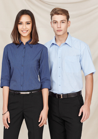 'Biz Collection' Mens Micro Check Shirt Short Sleeve
