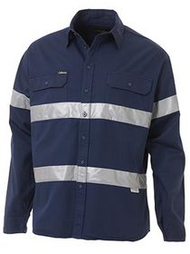'Bisley Workwear' 3M Taped HiVis Long Sleeve Gusset Cuff Drill Shirt
