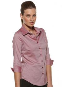 'Corporate Reflection' Ladies Box Weave ¾ Sleeve Tailored Blouse