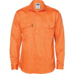 'DNC' Long Gusset Sleeve Closed Front Cotton Drill Work Shirt