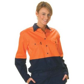 'DNC' Ladies HiVis Two Tone Cool-Breeze Long Sleeve Cotton Shirt