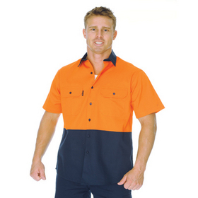 'DNC' HiVis Two Tone Short Sleeve Cotton Drill Vented Shirt