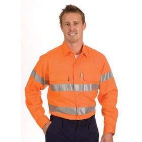 'DNC' HiVis Cool Breeze Long Sleeve Cotton Shirt with 3M Reflective Tape
