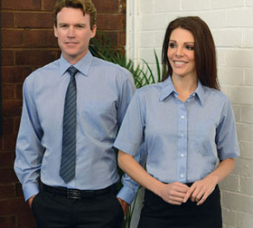 'Gloweave' Poly-Cotton Chambray Shirt (Short Sleeve)