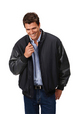 'JB' Leather Sleeve Baseball Jacket