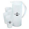 FROSTED JUG SET  <BR>WH - White, BL - Blue