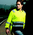 'Bocini' Unisex Hi-Vis Long Sleeve Polyface/Cotton Back Polo with Reflective Tape