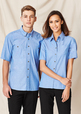'Biz Collection' Mens Wrinkle Free Chambray Shirt Short Sleeve