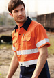 'Bocini' Unisex Hi-Vis Cotton Drill Shirt Short Sleeve with Reflective Tape