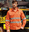 'Bocini' Unisex Hi-Vis Cotton Drill Shirt with X-Pattern Reflective Tape