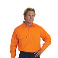 'DNC' HiVis Close Front Cotton Drill Shirt with Gusset Sleeve - L/S