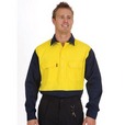 'DNC' HiVis Two Tone Close Front Cotton Drill Shirt, Gusset Sleeve - L/S